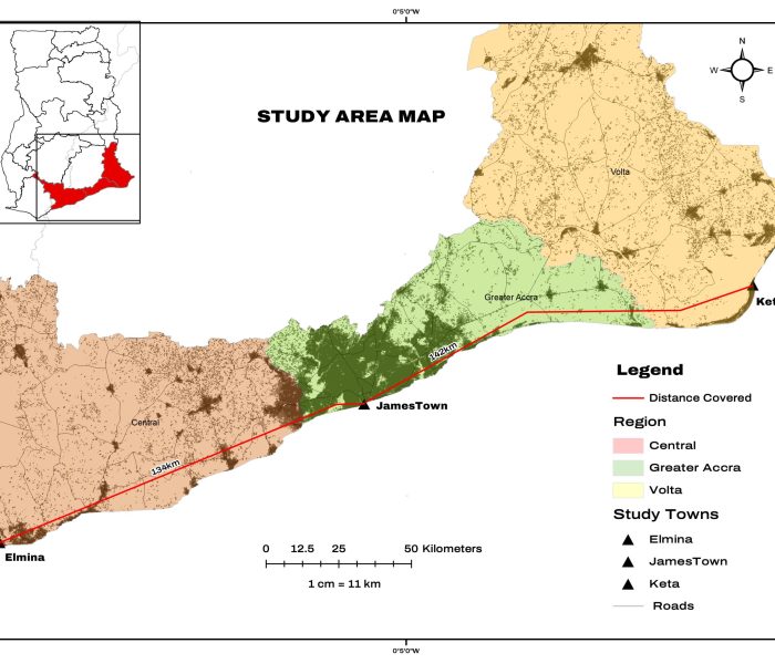 Map of Elmina, Jamestown and Keta