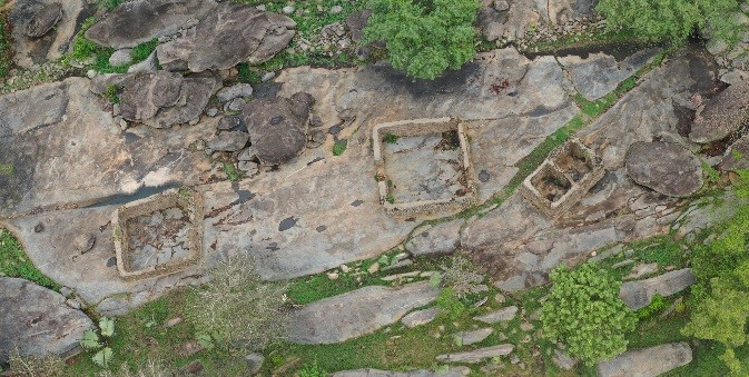 Aerial view of Fort Patiko showing the architectural structures that included the grain and ammunition stores